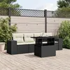 Image de vidaXL Salon de jardin 5 pcs avec coussins noir résine tressée3268986