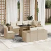 Image de vidaXL Vidaxl Salon De Jardin Avec Coussins 9 Pcs Beige Résine Tressée