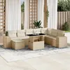 Image de vidaXL Vidaxl Salon De Jardin Avec Coussins 9 Pcs Beige Résine Tressée