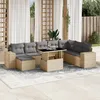 Image de Vidaxl Salon De Jardin Avec Coussins 9 Pcs Beige RÃ©sine TressÃ©e