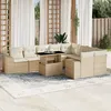 Image de vidaXL Vidaxl Salon De Jardin Avec Coussins 10 Pcs Beige Résine Tressée