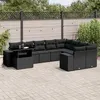 Image de vidaXL Salon de jardin 10 pcs avec coussins noir résine tressée3269395
