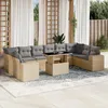 Image de Vidaxl Salon De Jardin 11 Pcs Avec Coussins Beige RÃ©sine TressÃ©e