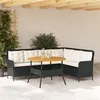 Image de vidaXL Canapés de jardin 2 pcs avec coussins Noir Résine tressée