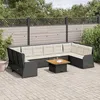 Image de Vidaxl Salon De Jardin 7 Pcs Avec Coussins Noir RÃ©sine TressÃ©e
