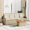 Image de vidaXL Salon de jardin avec coussins 3 pcs beige résine tressée