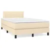 Image de vidaXL Sommier à lattes de lit avec matelas crème 120x190 cm tissu