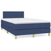 Image de vidaXL Sommier à lattes de lit avec matelas bleu 120x190 cm tissu