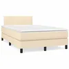 Image de vidaXL Sommier à lattes de lit matelas et LED crème 120x190 cm tissu