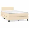 Image de vidaXL Sommier Ã  lattes de lit matelas et LED crÃ¨me 120x190 cm tissu