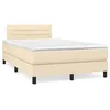 Image de vidaXL Sommier à lattes de lit matelas et LED crème 120x190 cm tissu
