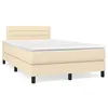 Image de vidaXL Sommier Ã  lattes de lit matelas et LED crÃ¨me 120x190 cm tissu