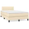 Image de vidaXL Sommier à lattes de lit matelas et LED crème 120x190 cm tissu