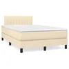 Image de vidaXL Sommier Ã  lattes de lit matelas et LED crÃ¨me 120x190 cm tissu