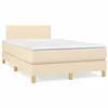 Image de vidaXL Sommier à lattes de lit matelas et LED crème 120x190 cm tissu