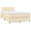 Image de vidaXL Sommier à lattes de lit matelas et LED crème 120x190 cm tissu