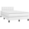 Image de vidaXL Sommier Ã  lattes de lit matelas LED blanc 120x190 cm similicuir