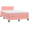 Image de vidaXL Sommier à lattes de lit et matelas LED rose 120x190 cm velours