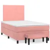 Image de vidaXL Sommier à lattes de lit avec matelas rose 120x190 cm velours