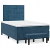Image de vidaXL Sommier à lattes de lit et matelas bleu foncé 120x190cm velours