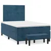 Image de vidaXL Sommier à lattes de lit et matelas bleu foncé 120x190cm velours