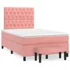 Image de vidaXL Sommier à lattes de lit avec matelas rose 120x190 cm velours