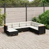 Image de vidaXL Salon de jardin 7 pcs avec coussins noir résine tressée