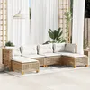 Image de Vidaxl Salon De Jardin Avec Coussins 6 Pcs Beige RÃ©sine TressÃ©e