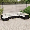 Image de Vidaxl Salon De Jardin 8 Pcs Avec Coussins Noir RÃ©sine TressÃ©e