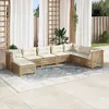 Image de Vidaxl Salon De Jardin Avec Coussins 8 Pcs Beige RÃ©sine TressÃ©e