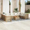 Image de Vidaxl Salon De Jardin Avec Coussins 10 Pcs Beige RÃ©sine TressÃ©e