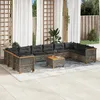 Image de Vidaxl Salon De Jardin 11 Pcs Avec Coussins Gris RÃ©sine TressÃ©e