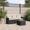 Image de vidaXL Salon de jardin 4 pcs avec coussins noir résine tressée
