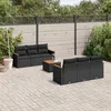 Image de Vidaxl Salon De Jardin 7 Pcs Avec Coussins Noir RÃ©sine TressÃ©e