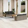 Image de vidaXL Salon de jardin avec coussins 7 pcs gris résine tressée