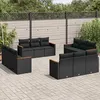 Image de Vidaxl Salon De Jardin 12 Pcs Avec Coussins Noir RÃ©sine TressÃ©e