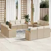 Image de vidaXL Vidaxl Salon De Jardin Avec Coussins 12 Pcs Beige Résine Tressée