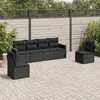 Image de vidaXL Salon de jardin 6 pcs avec coussins noir résine tressée