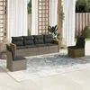Image de vidaXL Salon de jardin 6 pcs avec coussins gris résine tressée
