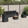 Image de Vidaxl Salon De Jardin 7 Pcs Avec Coussins Noir RÃ©sine TressÃ©e
