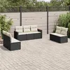 Image de vidaXL Salon de jardin 7 pcs avec coussins noir résine tressée