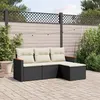 Image de vidaXL Salon de jardin 4 pcs avec coussins noir résine tressée