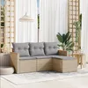 Image de Vidaxl Salon De Jardin Avec Coussins 4 Pcs Beige RÃ©sine TressÃ©e