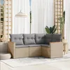 Image de Vidaxl Salon De Jardin Avec Coussins 4 Pcs Beige RÃ©sine TressÃ©e