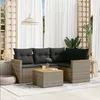 Image de Vidaxl Salon De Jardin 5 Pcs Avec Coussins Gris RÃ©sine TressÃ©e