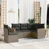 Image de Vidaxl Salon De Jardin 5 Pcs Avec Coussins Gris RÃ©sine TressÃ©e