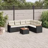 Image de Vidaxl Salon De Jardin 7 Pcs Avec Coussins Noir RÃ©sine TressÃ©e