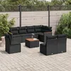 Image de vidaXL Salon de jardin 9 pcs avec coussins noir résine tressée