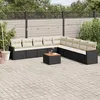 Image de Vidaxl Salon De Jardin 10 Pcs Avec Coussins Noir RÃ©sine TressÃ©e