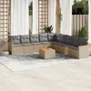 Image de Vidaxl Salon De Jardin Avec Coussins 10 Pcs Beige RÃ©sine TressÃ©e